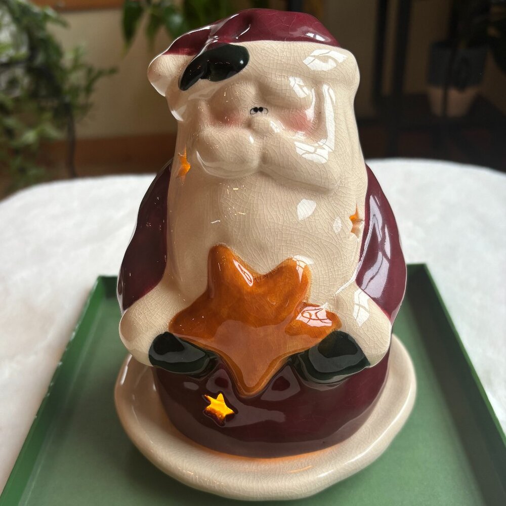 VTG Crazy Mountain Santa Holding A Star-Votive Candle Holder (2 Pieces)